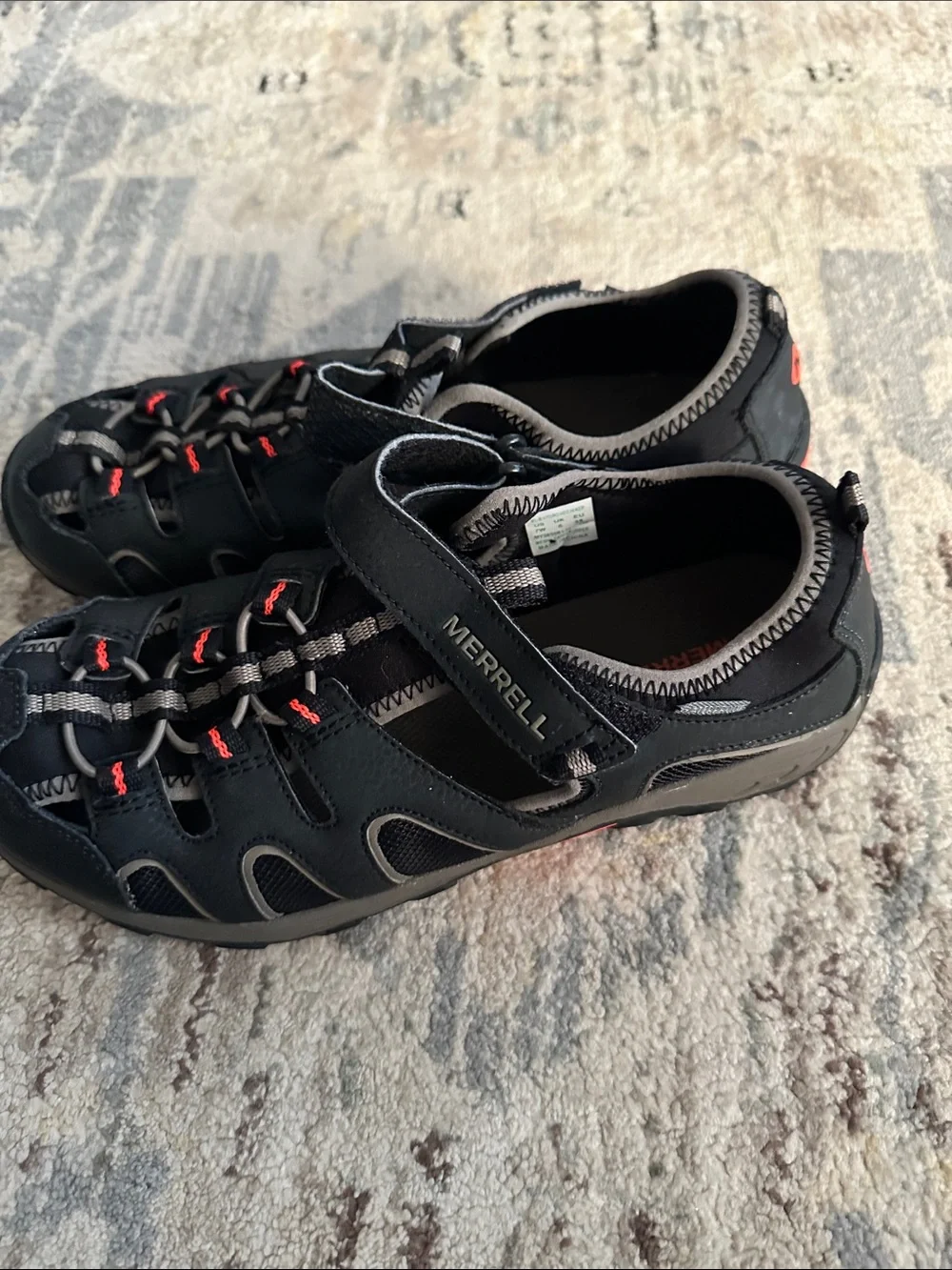 Merrell Men's Black Sandal Sneakers with Subtle Red Accents